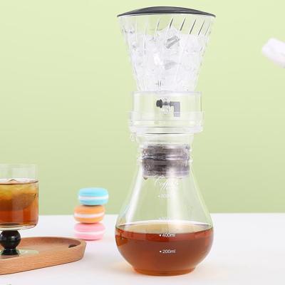 China 800ml Viable Hot Portable Multifunctional Glass Beer Ice Drop Coffee Pot Ice Drop Coffee Pot Glass Cold Teapot for sale