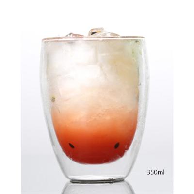 China 350ml double wall Borosilicate handmade glasspromotional glass cup stocked hot sale classic shape for sale