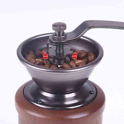 China Portable Adjustable Wooden Stored Household Coffee Bean Manual Grinder With Burrs for sale