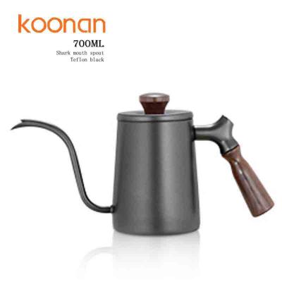 China Sustainable 700ML Shark Mouth Painted Black Pot 304 Stainless Steel Coffee Pot Teapot Kitchen Accessories for sale