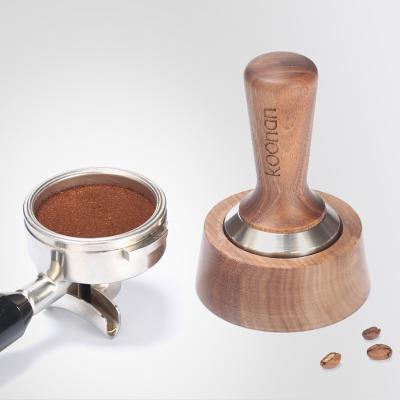 China 304stainless steel coffee tamper mat coffee powder hammer black nut handle espresso machine 58mm for sale