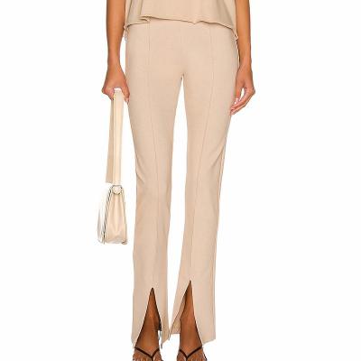 China Wholesale Lady Casual Pants Business High Waist Office Formal Women's Factory Pants Long Split Pants for sale