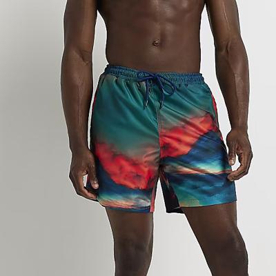 China Anti-wrinkle Hawaii vacation summer cheap 100%polyester all over printed high waisted shorts for men custom for sale