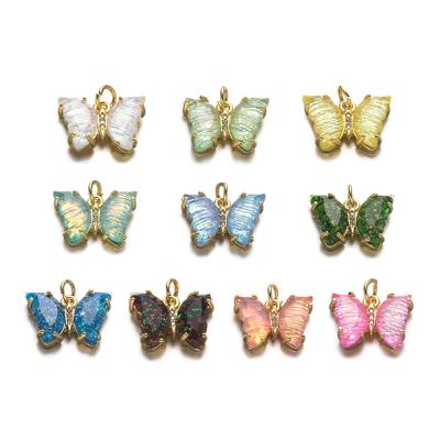 China Cute Colorful Resin Cliobeads Butterfly DIY Necklace Pendant Brass Bracelet Pendants Charms for sale