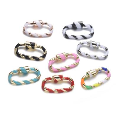 China Carabiner Lock Cliobeads 13X24MM Enameled Brass Oval Shape Carabiner Lock Screw Clasp For Jewelry Making for sale