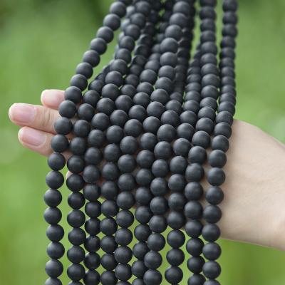 China Matte Round Beads Cliobeads 8mm Matte Black Onyx Agate 12mm Stone Round Gemstone Beads For Bracelets Making for sale