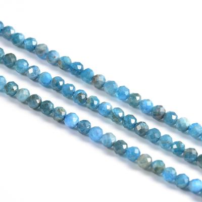 China For Jewelry Making Faceted Round Beads Strand Loose Volume Beads Blue Apatite Gemstone Beads For Jewelry Making for sale