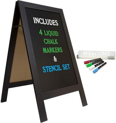 China Teaching+Office+Home School Wooden Chalkboard Sign Sandwich Board Advertising Slide-in Fold A Sight Sign Sidewalk Sign Board for sale