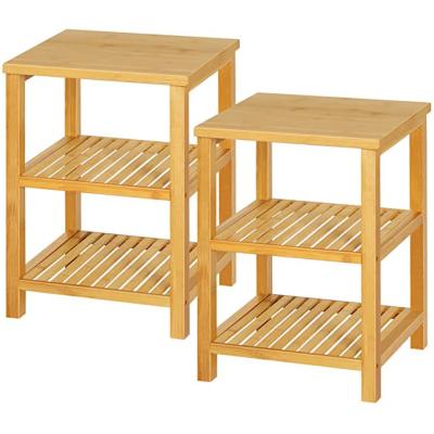 China Viable Wooden Shelf Nightstands, Small End Tables, Storage Side Table-3 Shelves for sale