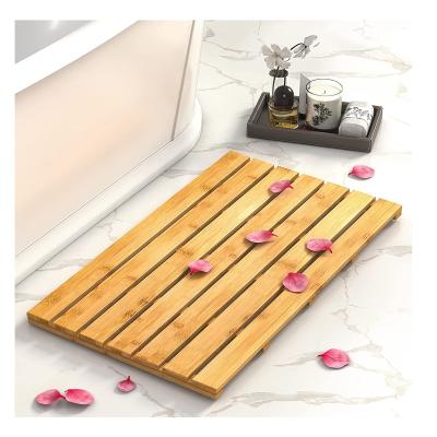 China Modern Cheap Sustainable Wooden Bath Mat Wooden Bamboo Non-SLI Waterproof Bathroom Floor Shower Mat for sale