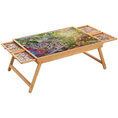 China Educational Toy Wooden Jigsaw Puzzle Table Rack for 1000pcs Folding Wooden Jigsaw Board for sale