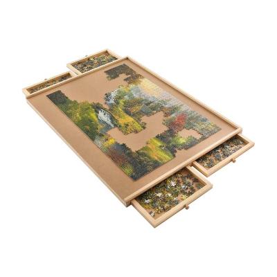 China Educational Portable Wooden Toy Folding Puzzle Panel with 4 Drawers for sale