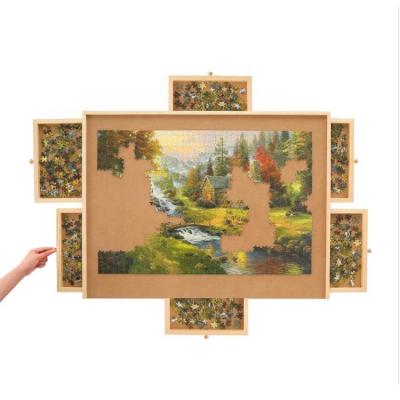 China Educational Toy 1500 Piece Wooden Puzzle Board With 6 Drawers for sale