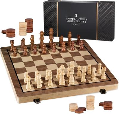 China Chess 15 Inch Folding Wooden Chess Board Set, Checkers Set for sale