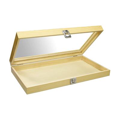 China Factory Supply Wooden Jewelry Wooden Jewelry Organization Storage Box Factory Supply Glass Top Jewelry Storage Box for sale