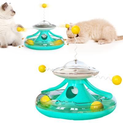 China Stored Interactive Food Leakage Training Toys For Cats Roller Turntable Cat Toy Pet Products Funny Pet Toys for sale