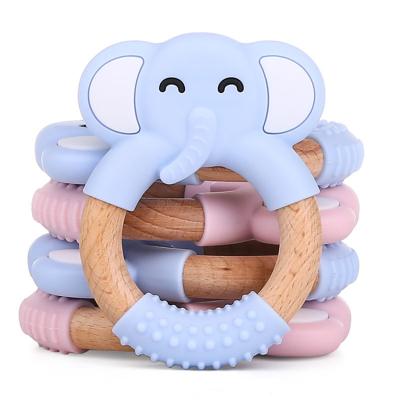 China Toy Silicone Baby Toys Baby Teether Beech Wood Bear Baby Soft Wooden Teether for sale