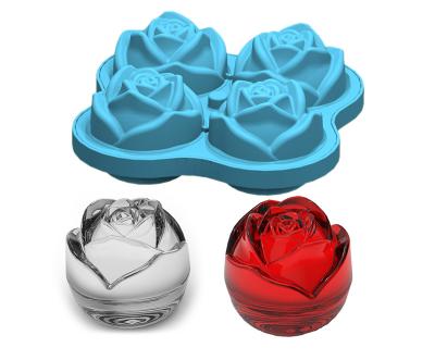 China Viable silicone whiskey rose ice mold small ice animal rose ice tray with factory cost for sale