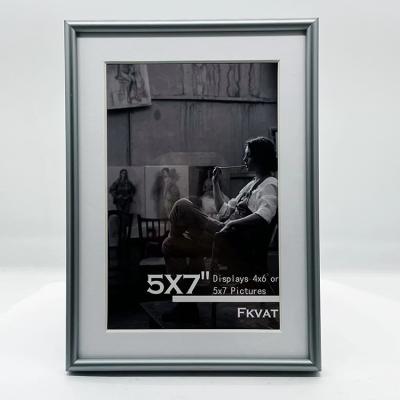 China Wholesale Hot Selling Simple 4x6 Blue-gray Aluminum Floating Photo Frame For Table Top And Metal Wall Hanging for sale