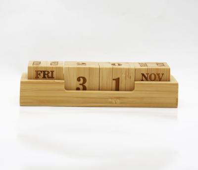 China Wholesale Custom Creative Bamboo Wooden Europe Desk Calendar for sale