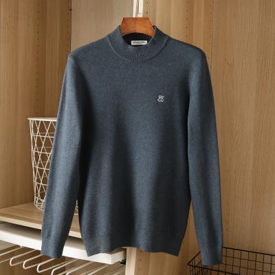 China Autumn Winter Thick Warm Products Wholesale Anti-Wrinkle Pure Wool Men's Neck Sweater Half Round Top Sweater Tops for sale