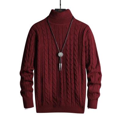 China Anti-wrinkle fashion autumn winter new loose collar stripe high knit soft men's sweater for sale