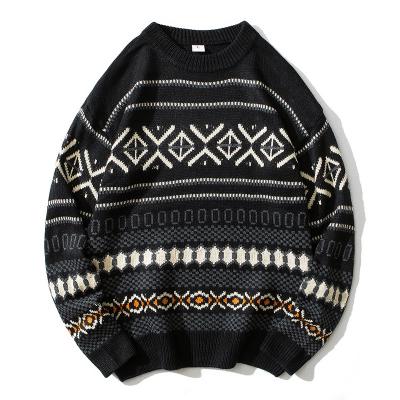 China Anti-wrinkle Autumn Winter Casual Loose Street 2021 style retro color personality knit sweater for sale