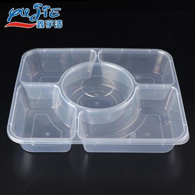 China Wholesale Disposable Microwavable Plastic 2 Compartment Food Container Food Bowl for sale