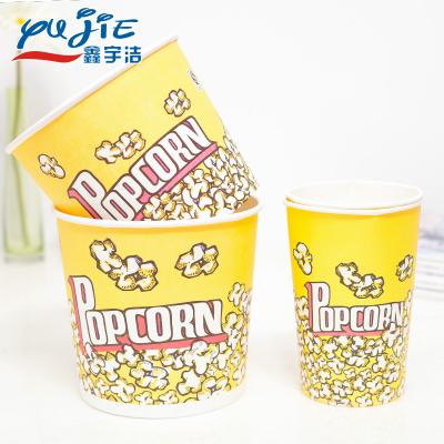 China Recycled Materials Custom Printed 85oz Capacity Cute Big 130oz Small Cartoon Chicken Paper Popcorn Bucket 32oz for sale