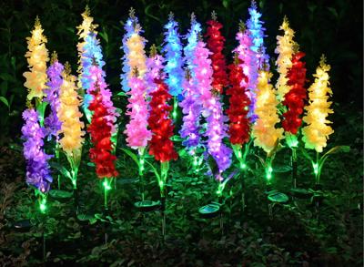 China Solar Artifical Violet Lights Outdoor Lawn Park Decoration Lamp LED Silk Violet Lamp for sale