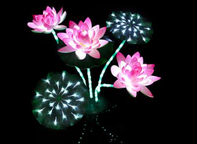 China LED lotus lamp pool decoration landscape lighting three flower two leaf with pole light river lamp factory for sale