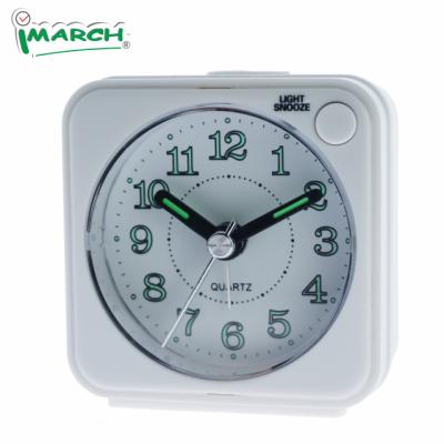 China LUMINOVA iMSH BB06301 white hot sale sky factory price travel table promotional cheap eco friendly 6cm small alarm clock for sale