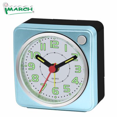 China Blue Calendars iMSH BB06602-SV Metal Kids Light Up Backlit Beep Travel Alarm Clock for sale