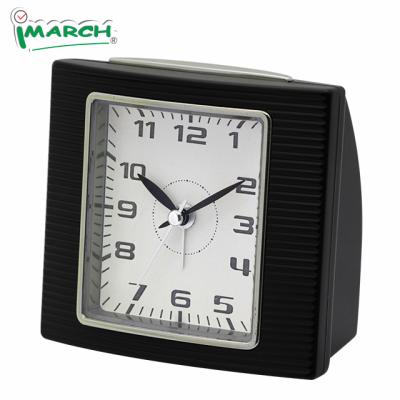 China LUMINOVA iMSH vintage CE ABS 10cm large classic black bulky slient tabletop alarm clock for bedroom elders for sale