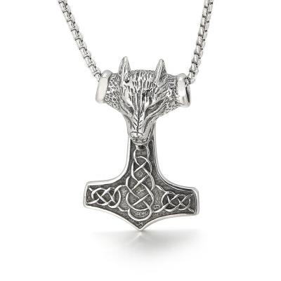 China CLASSIC Punk Hip Hop Fashion Personality Wolf Head Pendant Necklace Stainless Steel Jewelry for sale