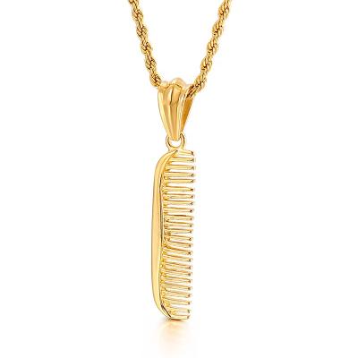 China Hip Hop CLASSIC Comb Necklace Stainless Steel Fashion Personality Pendant Necklace Jewelry for sale