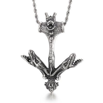 China CLASSIC Punk Snake Double Head Hip Hop Necklace Stainless Steel Fashion Personality Pendant Necklace Jewelry for sale