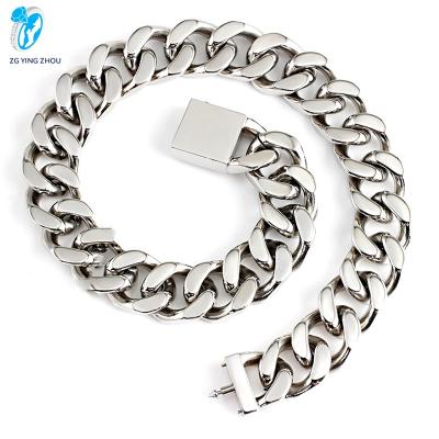 China Hiphop Fahion Mens Hip Pop Stainless Steel Link Chain Cuban Necklace for sale