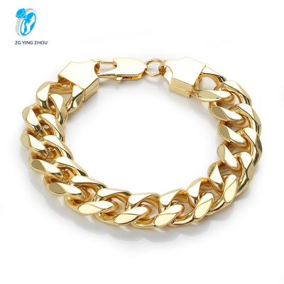 China FASHIONABLE Men Women Fashion Party 14k Gold Stainless Steel Cuban Chain Bracelet for sale