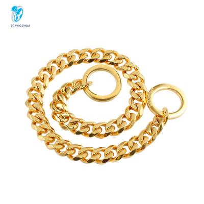 China Factory Wholesale 15mm Stainless Steel Gold Dog Collar Viable Chain for sale