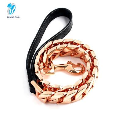 China Viable Hot Selling Gold Color Metal Stainless Steel Hook Chain Dog Leash for sale