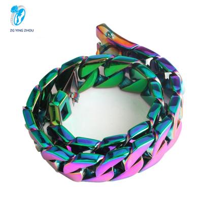 China New Design 32mm Link Dog Collar Stainless Steel Durable Cuban Chain Pet Choke Collar for sale