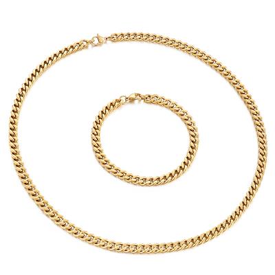 China HOT Sale Fashion Vintage Hip Hop 18K Gold Plated Cuban 6mm/8mm Chain Bracelets Necklaces for sale