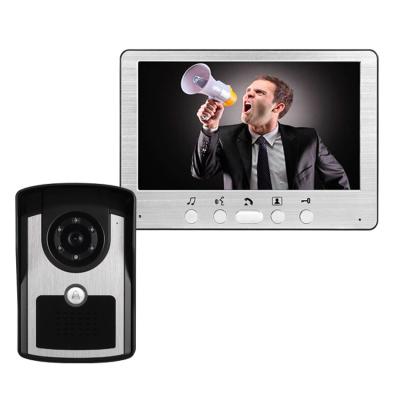 China Wired 7” LCD Night Vision Color Video Door Phone Intercom IR One w/ One Doorbell with Unlock Function for sale