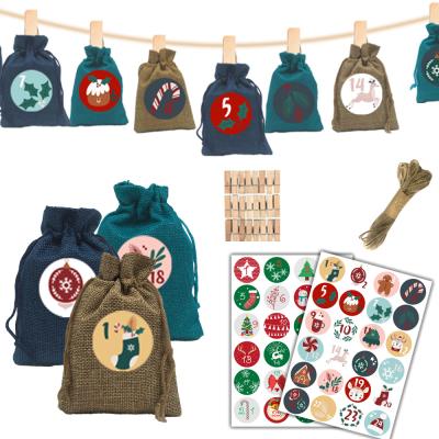 China Canvas Christmas Countdown Drawstring Gift Bag + Stickers + Arming Stringing Decorations for sale