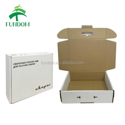 China Recyclable white color recycle cheap flat packing no glue e flute cardboard foldable paper box for shipping for sale