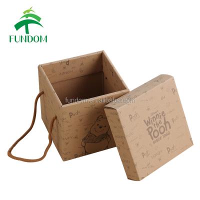 China Recyclable made in china wholesale black printing 8x8 inches fold up square brown lided kraft paper big gift boxes for sale for sale