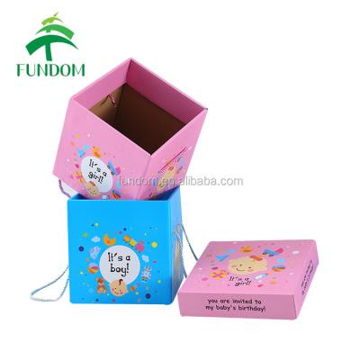 China 2017 Recyclable Lovely Unique Cute Newborn Baby Shower Gift Packing Pink Gift Box For Wholesale for sale