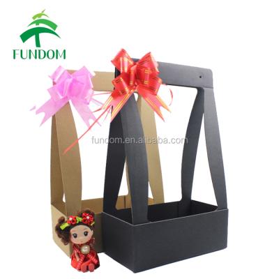 China Recyclable Made In China Wholesale Cheap Floral Shop Black Recycle Basket Shape Paper Packaging Box For Flowers for sale