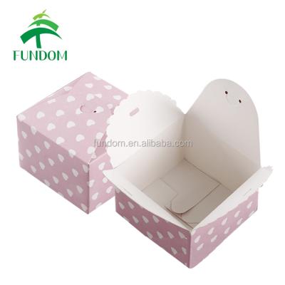 China Recyclable made in china white heart pattern printed small mini square folding wholesale candy boxes small for packaging for sale